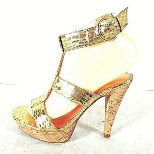 Chinese Laundry Gold Ankle Strap Platform Sandals Heel Shoe Women 6 M (SW20)pm1